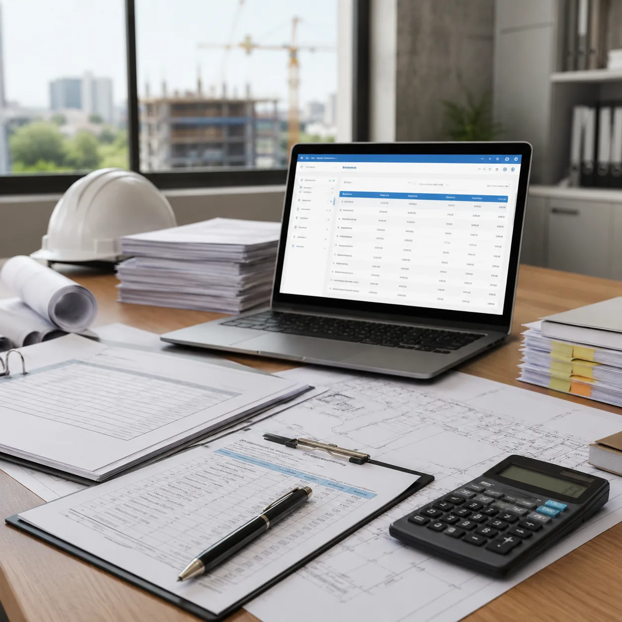 מסמכי חשבונות וחוזים קבלניים לפרויקט בנייה